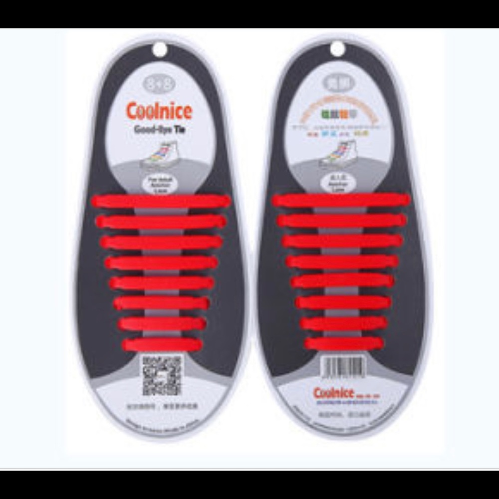 New in Package Red NO TIE shoe lace RED silicone 16pcs